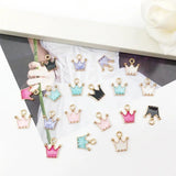60pcs Crown Enamel Charms Mix Pendants for DIY Jewelry Making