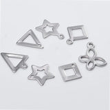 100pcs Stainless Steel Geometric Charm Triangle Square Star Butterfly Pendant