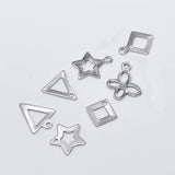100pcs Stainless Steel Geometric Charm Triangle Square Star Butterfly Pendant