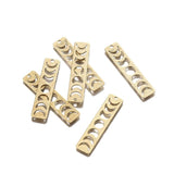 6Pcs Raw Brass Textured Moon Phase Necklace Bar Pendant Triple Crescent Moon Cha