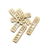 6Pcs Raw Brass Textured Moon Phase Necklace Bar Pendant Triple Crescent Moon Cha
