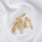 6Pcs Raw Brass Textured Moon Phase Necklace Bar Pendant Triple Crescent Moon Cha