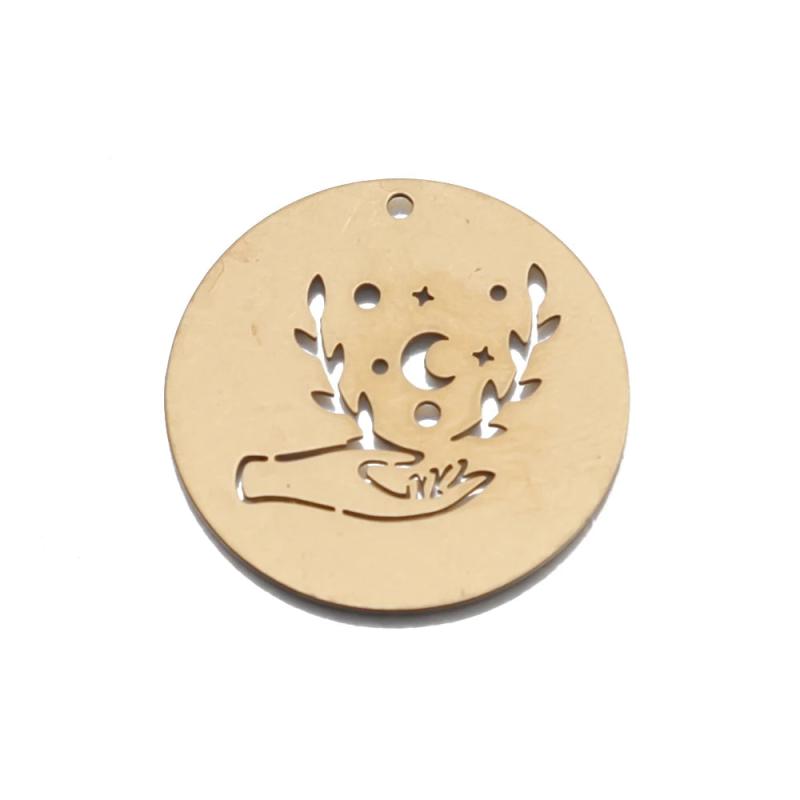 5Pcs Raw Brass Flat Circle Charm for DIY Earrings Necklace Jewelry