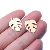 30Pcs Brass Monstera Plants Leaf Charms for Jewelry Making