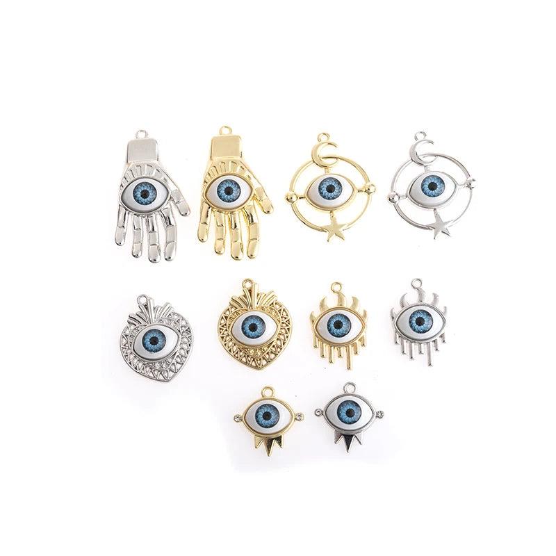 10pcs Silver Eye Charms Pendants for DIY Jewelry Making