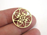 6pcs Brass Earring Charms, Round Flower Pendant, Laser Cut, Jewelry Supplies