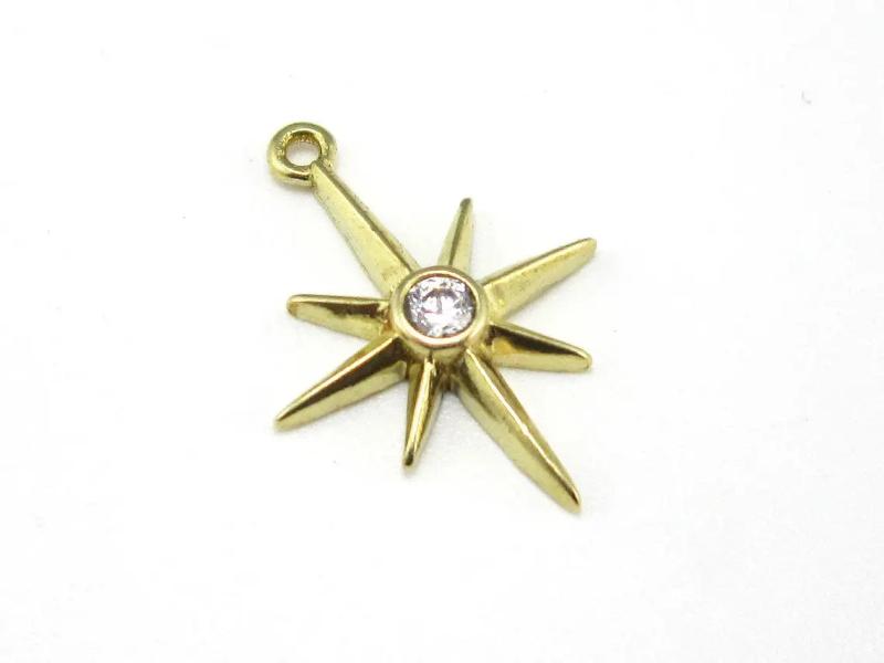 Brass Star Charm Earring Pendant, Mini Huggie Earring Findings R1610