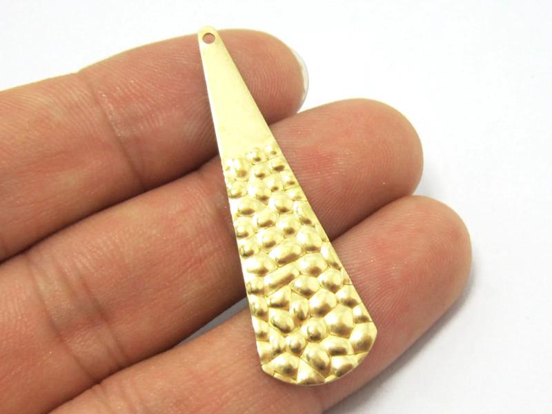 10pcs Brass Drop Charm, Brass Earrings Charm, 46x14mm