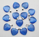 12pcs Agates Cat Eyes Stone 20mm Heart Pendant for Diy Jewelry