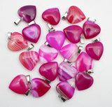 12pcs Agates Cat Eyes Stone 20mm Heart Pendant for Diy Jewelry