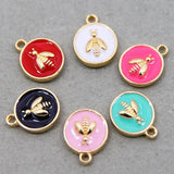 50Pcs Bee Enamel Charms for DIY Jewelry Accessories