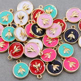 50Pcs Bee Enamel Charms for DIY Jewelry Accessories