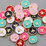 50Pcs Bee Enamel Charms for DIY Jewelry Accessories