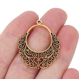 20x Tibetan Silver/Gold Boho Hollow Charms Pendants 35x29mm