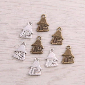 100PCS 10*15mm Zinc Alloy Double-faced Houses Charms Jewelry Making