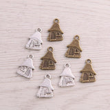 100PCS 10*15mm Zinc Alloy Double-faced Houses Charms Jewelry Making