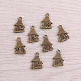 100PCS 10*15mm Zinc Alloy Double-faced Houses Charms Jewelry Making