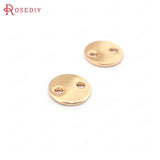10pcs 6mm High Champagne Stainless Steel 2 holes Round Charms Jewelry Findings