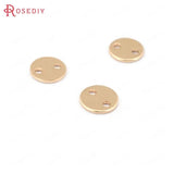 10pcs 6mm High Champagne Stainless Steel 2 holes Round Charms Jewelry Findings