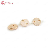 10pcs 6mm High Champagne Stainless Steel 2 holes Round Charms Jewelry Findings