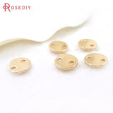 10pcs 6mm High Champagne Stainless Steel 2 holes Round Charms Jewelry Findings
