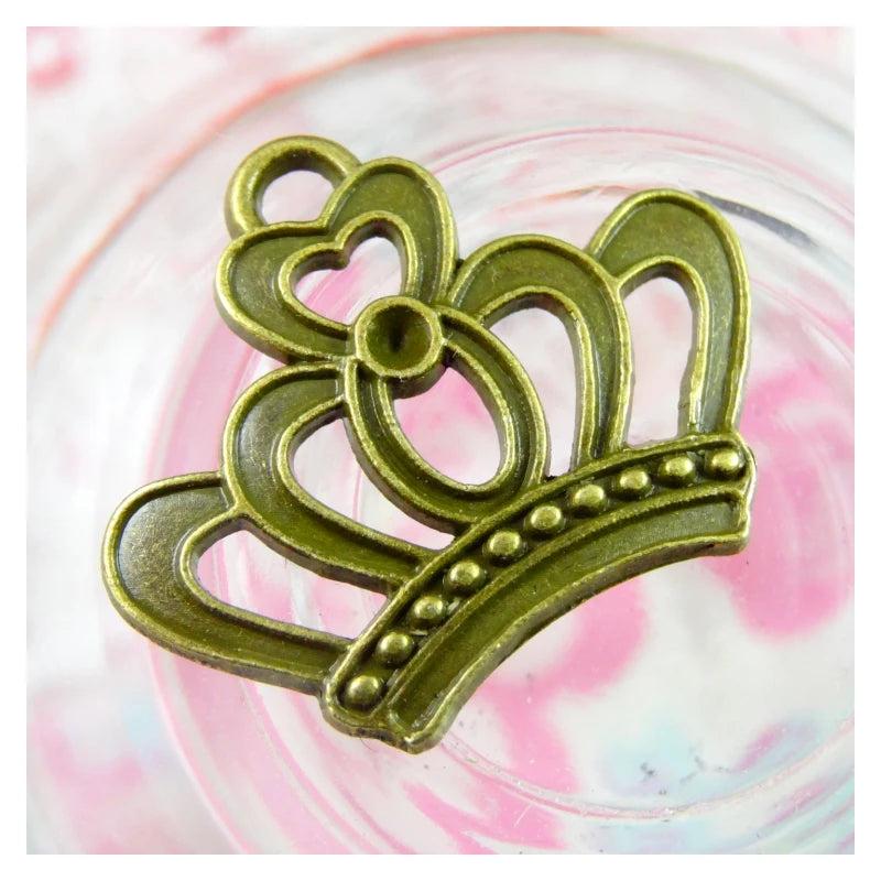 60 pcs Antique Bronze Crown Charms for Jewelry Making DIY Pendants