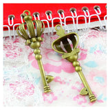 20pcs Crown Key Charm Antique Bronze Vintage Metal Alloy Pendant Charms Jewelry