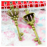 20pcs Crown Key Charm Antique Bronze Vintage Metal Alloy Pendant Charms Jewelry