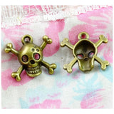 100Pcs Antique Bronze Skull Skeleton Charms Pendants DIY