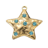 5pcs Plated Crystal Star Pendant Stainless Steel Charms DIY Necklace Earrings