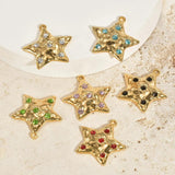 5pcs Plated Crystal Star Pendant Stainless Steel Charms DIY Necklace Earrings