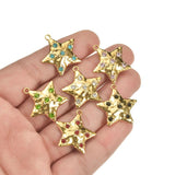 5pcs Plated Crystal Star Pendant Stainless Steel Charms DIY Necklace Earrings