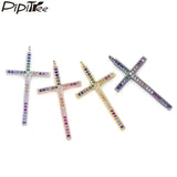 3pcs Multicolor CZ Cross Charms for Necklace Making DIY Pendant Accessories