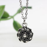 Tibetan Silver-Zinc Alloy Flower Metal Bead Pendant