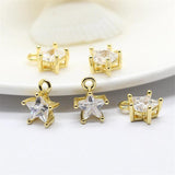 5Pcs/Lot Mini CZ Star Charms Pendant for Jewelry Making