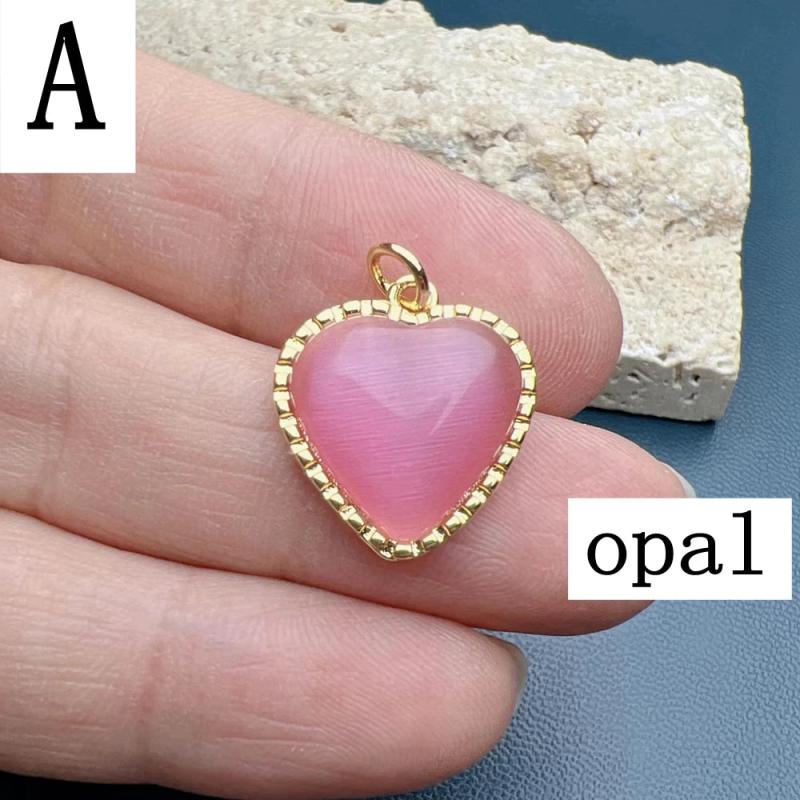 Opal Heart Charms Zircon Pearl Pendant