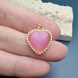 Opal Heart Charms Zircon Pearl Pendant