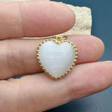 Opal Heart Charms Zircon Pearl Pendant
