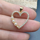 Opal Heart Charms Zircon Pearl Pendant