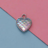 30Pcs Fish Scale Resin Pendants Heart Shape Druzy Charms DIY Jewelry
