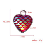 30Pcs Fish Scale Resin Pendants Heart Shape Druzy Charms DIY Jewelry