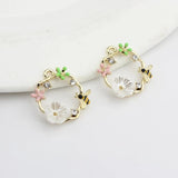 Retro Wreath Flowers Charms Pendant 6pcs/lot DIY Jewelry Making