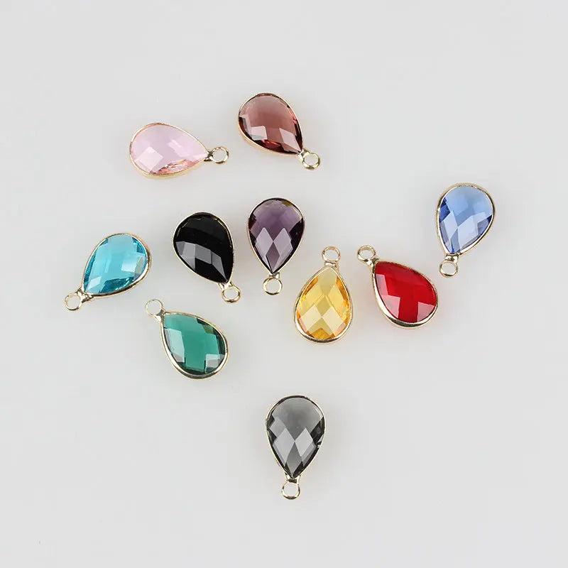 12pcs Crystal Birthstone Water Drop Charms for Glass Memory Locket DIY