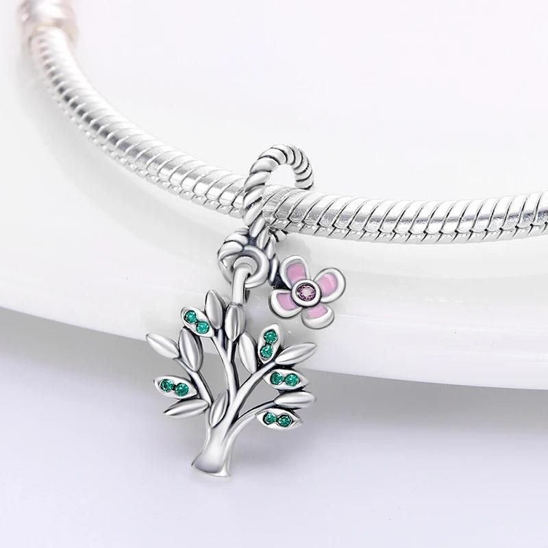 Tree Shape Charms Beads For Women Silver Pendant Bead Diy Jewelry