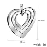 Heart Pendant Necklace Charm Stainless Steel 34mm x 35.5mm