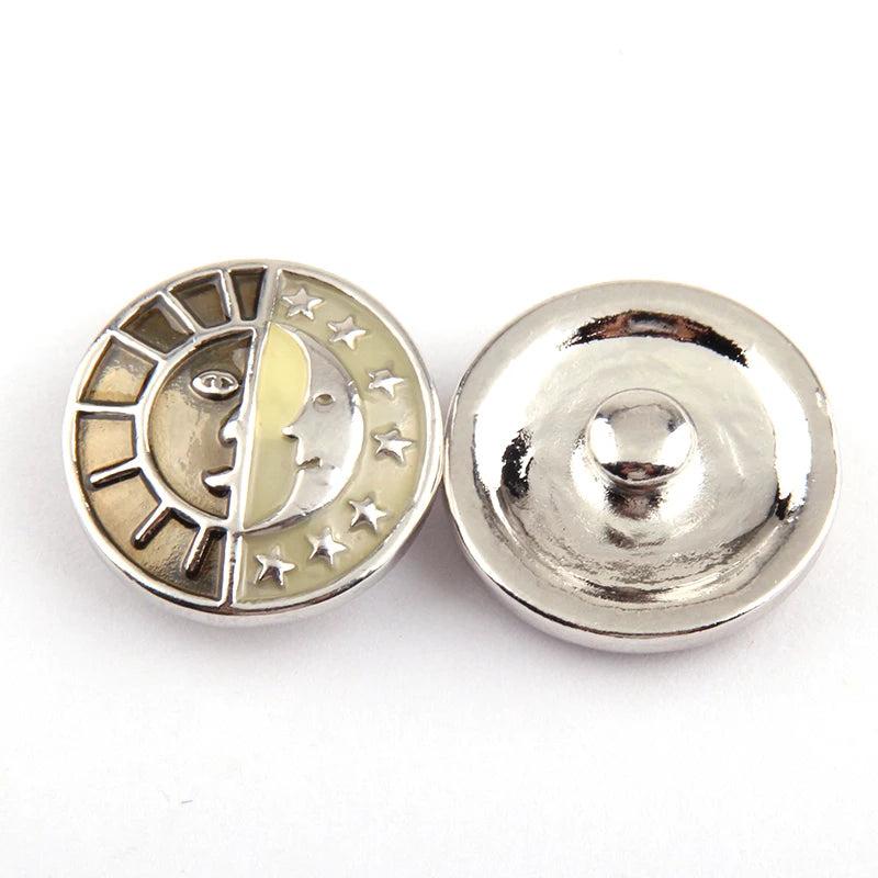 Epoxy Half Sun Half Star Moon Charm Snap Button Charms