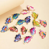16pcs Mixed Enamel Butterfly Charms Insect Alloy Pendant for DIY Jewelry