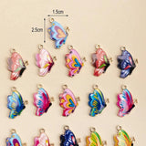 16pcs Mixed Enamel Butterfly Charms Insect Alloy Pendant for DIY Jewelry