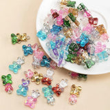 40pcs Glitter Resin Bear Charms for DIY Jewelry Making