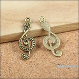 75 Vintage Charms Note Pendant Antique Bronze DIY Jewelry Making
